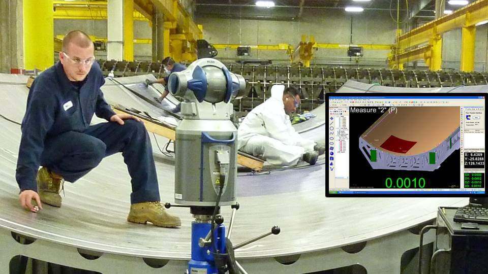 Inspection a large aerospace tooling fixture with a laser tracker and Verisurf software