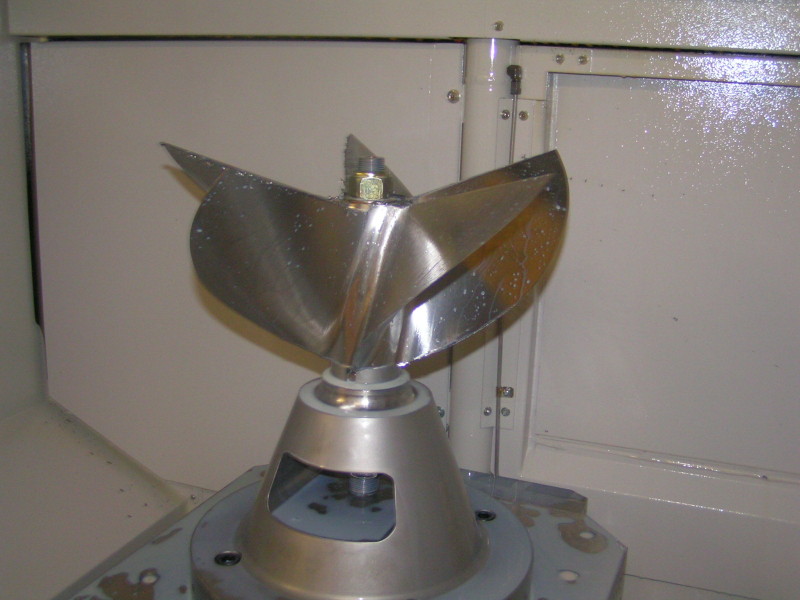 hydroplane propeller 5 axis machined and inspected