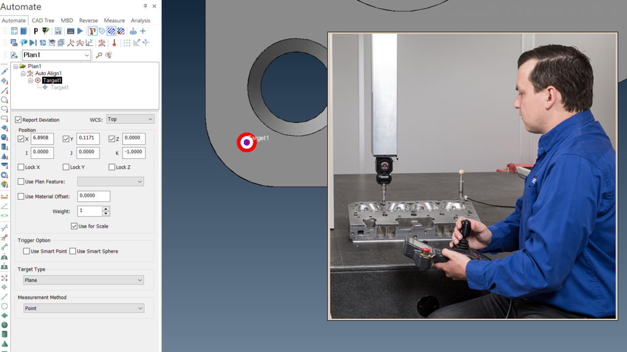 Measuring single point alignment target