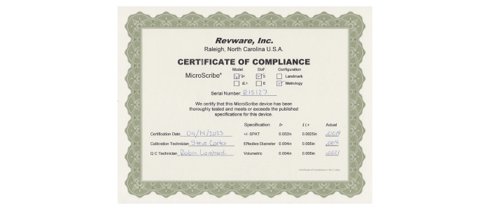 certificate 3D Metrology Software, Training and CMMs3DGage