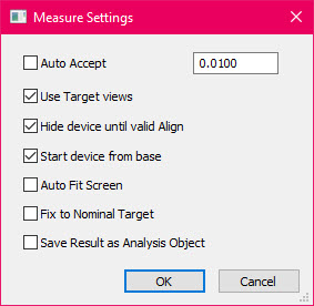 set measure settings to Start device from base