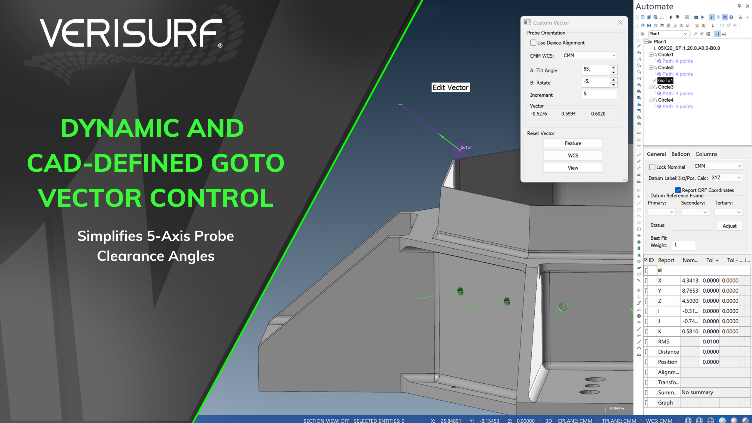 Dynamic and CAD-Defined GoTo Vector Control